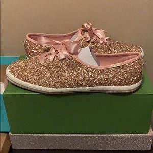 Kate spade rose gold glitter shoes
